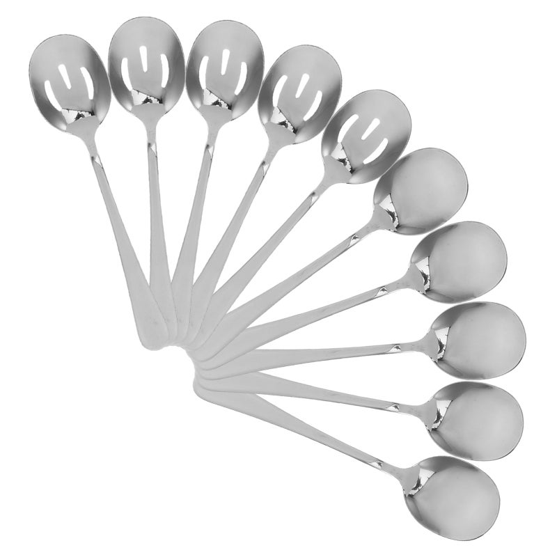 1 Set Stainless Steel Serving Utensils Includes Serving Spoons And Slotted Spoons For Parties Dinners Restaurants And Banquets - Image 1