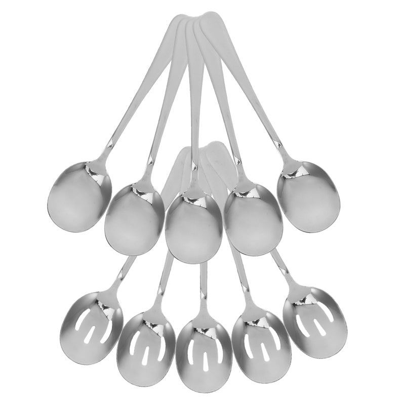 1 Set Stainless Steel Serving Utensils Includes Serving Spoons And Slotted Spoons For Parties Dinners Restaurants And Banquets - Image 5