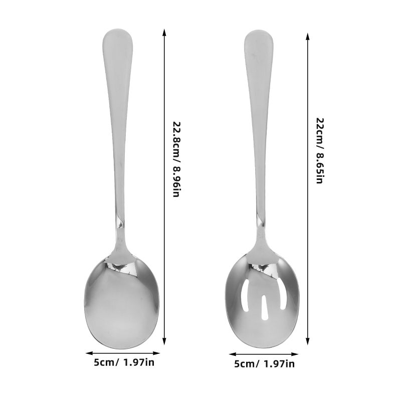 1 Set Stainless Steel Serving Utensils Includes Serving Spoons And Slotted Spoons For Parties Dinners Restaurants And Banquets - Image 3