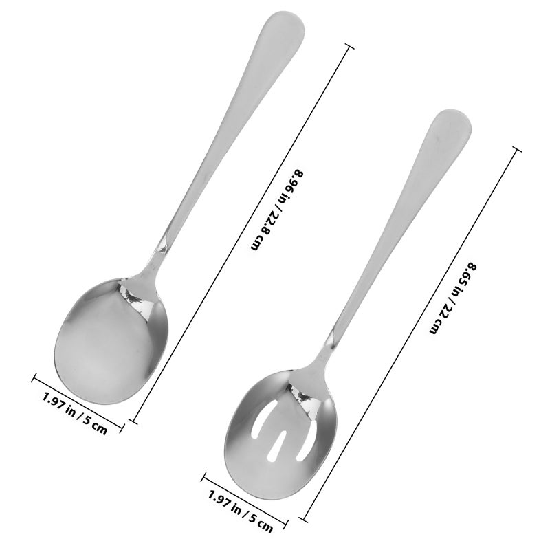 1 Set Stainless Steel Serving Utensils Includes Serving Spoons And Slotted Spoons For Parties Dinners Restaurants And Banquets - Image 2