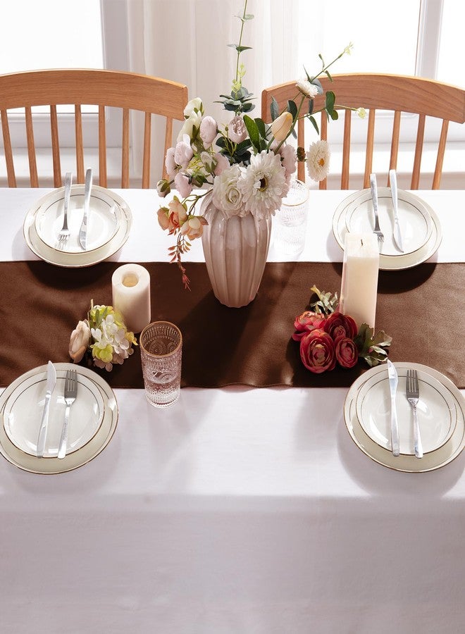MILVOWOC 10 Pack Chocolate Brown Satin Table Runners, 12 x 108 Inch Bright Satin Silk Table Runner Smooth Fabric Decorative Table Runner for Wedding Banquet Party Birthday Graduation - Image 4