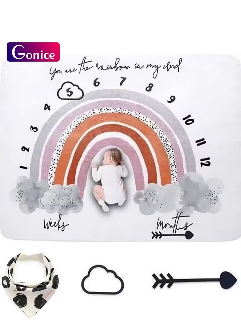 Gonice Baby Monthly Milestone Blanket Boy/Girl- Baby Photo Blanket for Newborn Baby Shower, Baby Gifts for Newborn  - Image 1