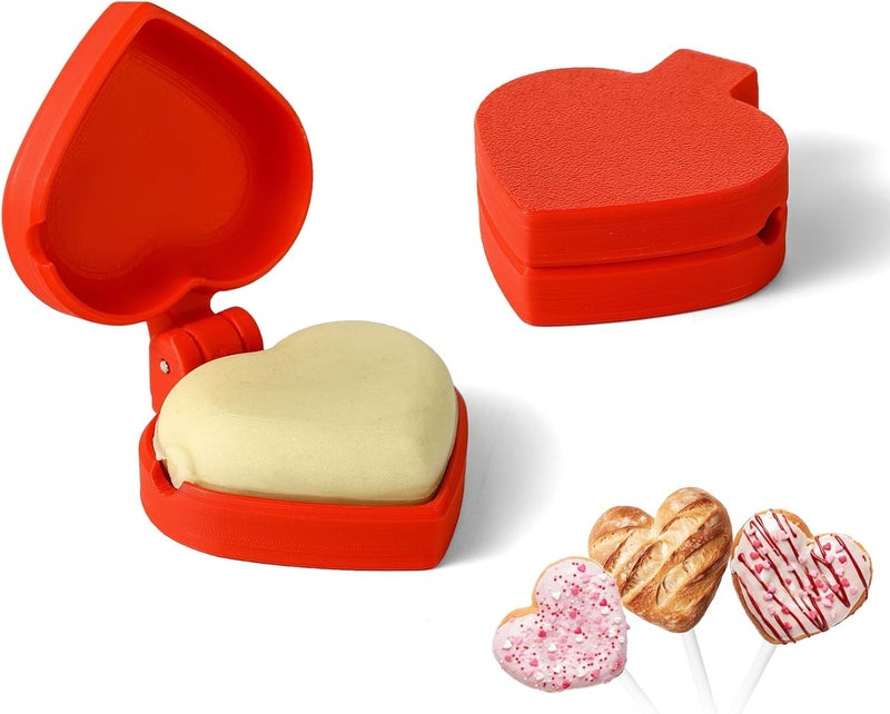 MITCHENIFY 2 PCS Heart Cake Pop Mold Shapes Press Set, 3D Printed Cake Pop Cutter and Pusher, Baking Tools Accessories for Home Baking, Birthday Parties, Wedding Desserts - Image 1