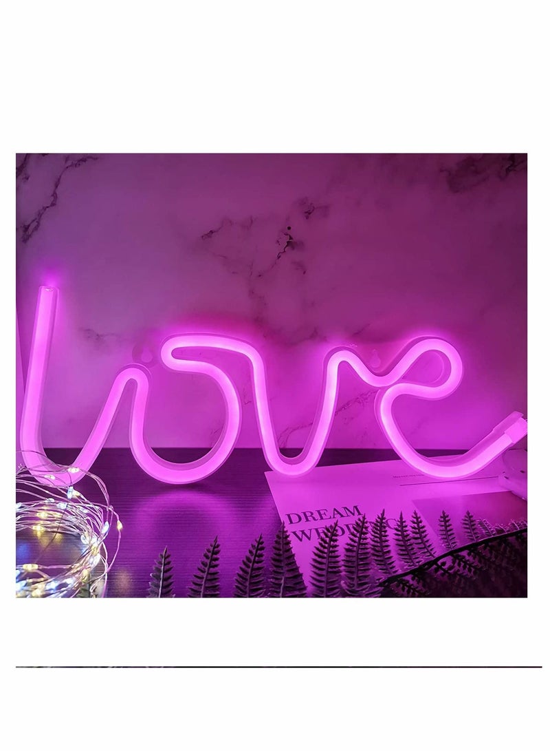 LOVE Shape LED Neon Light, Creative USB Charging Trunk Proposal Decoration Light Atmosphere Bedhead Light Room Arrangement Night Light for Party Festival Daily Life - Image 1