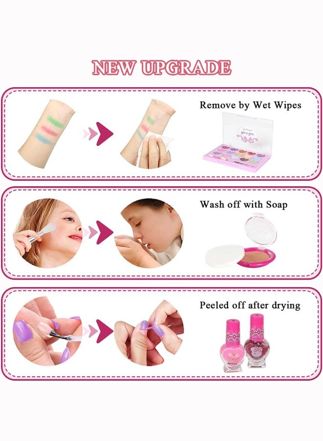 Hihonor Washable Play Pretend Makeup Set,Kids Makeup Kit for Girls,Princess Cosmetic Set for Children,Non-Toxic Makeup Toys Kit,Toddler Cosmetic Gift Case for Little Girls,Makeup for Kids,Birthday Gifts - Image 3