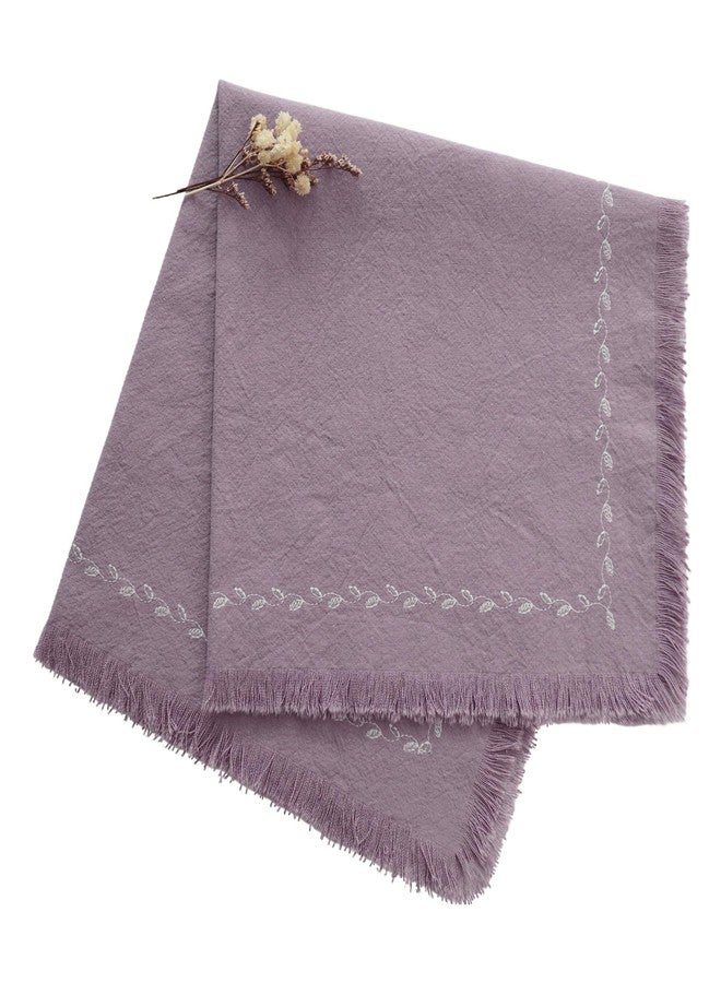 Ayuzawa Embroidered Handmade Cloth Napkins，Thickened Cotton Cloth Napkins with Fringe，Kitchen Dining Tabletop Decoration，for Dinners, Parties, Weddings 18 x 18 Inch Set of 6 - Lavender - Image 1