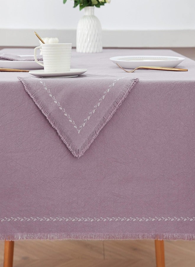 Ayuzawa Embroidered Handmade Cloth Napkins，Thickened Cotton Cloth Napkins with Fringe，Kitchen Dining Tabletop Decoration，for Dinners, Parties, Weddings 18 x 18 Inch Set of 6 - Lavender - Image 5