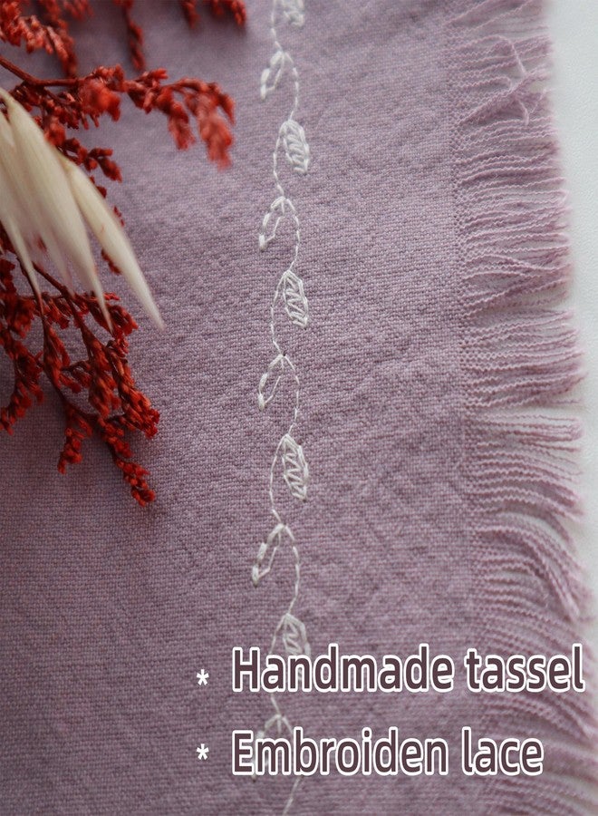 Ayuzawa Embroidered Handmade Cloth Napkins，Thickened Cotton Cloth Napkins with Fringe，Kitchen Dining Tabletop Decoration，for Dinners, Parties, Weddings 18 x 18 Inch Set of 6 - Lavender - Image 4