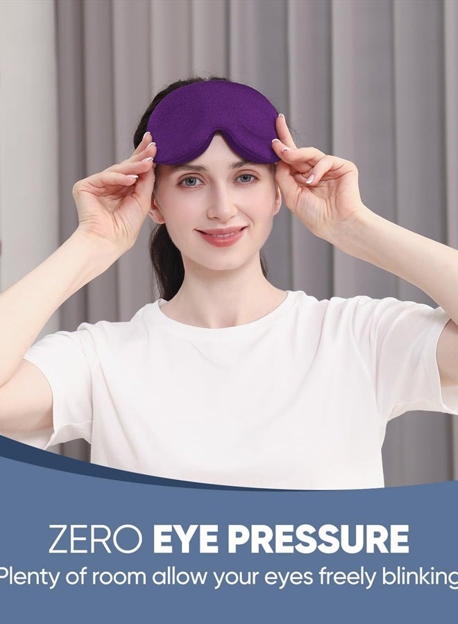MZOO Sleep Eye Mask for Men Women, Zero Eye Pressure 3D Sleeping Mask, 100% Light Blocking Patented Design Night Blindfold, Soft Eye Shade Cover for Travel, Purple - Image 2
