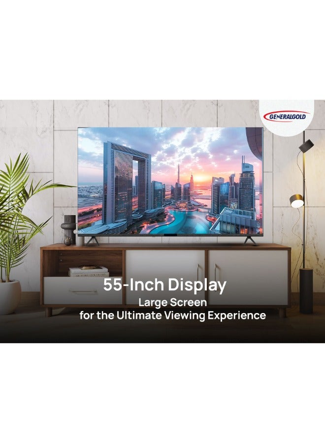 جينيرال جولد تلفزيون جنرال جولد 55 بوصة سمارت أندرويد موديل 2024 Ultra HD 4K| شاشة LED | ذاكرة داخلية 8 جيجابايت | منفذي USB وثلاثة منافذ HDMI | نتفليكس ويوتيوب وبرايم فيديو وشاهد - Image 2