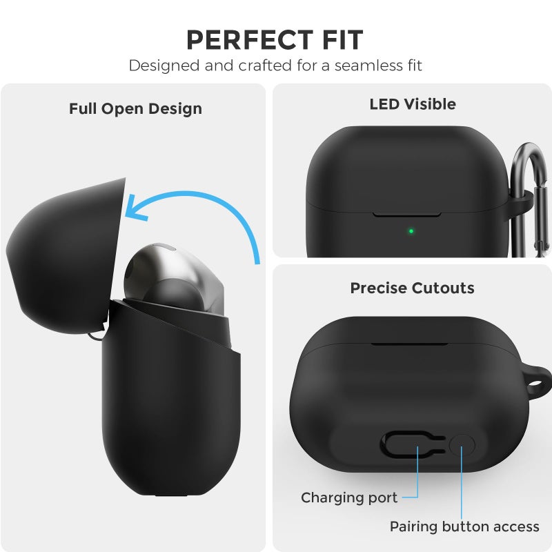 AhaStyle Silicone Case for Samsung Galaxy Buds 3 FE (2025) / Galaxy Buds3 Pro and Galaxy Buds 3 (2024) Shockproof Full Protective Skin Case Cover Compatible with Samsung Galaxy Buds3 Series (Black) - Image 3