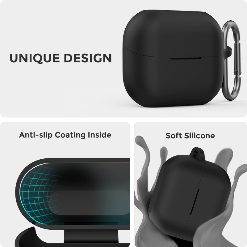 AhaStyle Silicone Case for Samsung Galaxy Buds 3 FE (2025) / Galaxy Buds3 Pro and Galaxy Buds 3 (2024) Shockproof Full Protective Skin Case Cover Compatible with Samsung Galaxy Buds3 Series (Black) - Image 5