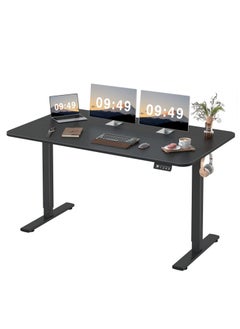 OASIS DESERT Electric Height Adjustable Standing Desk Large 48 x 24 Inches Sit Stand up Desk Home Office Computer Desk Memory Preset with T-Shaped Metal Bracke,Black  - Image 1