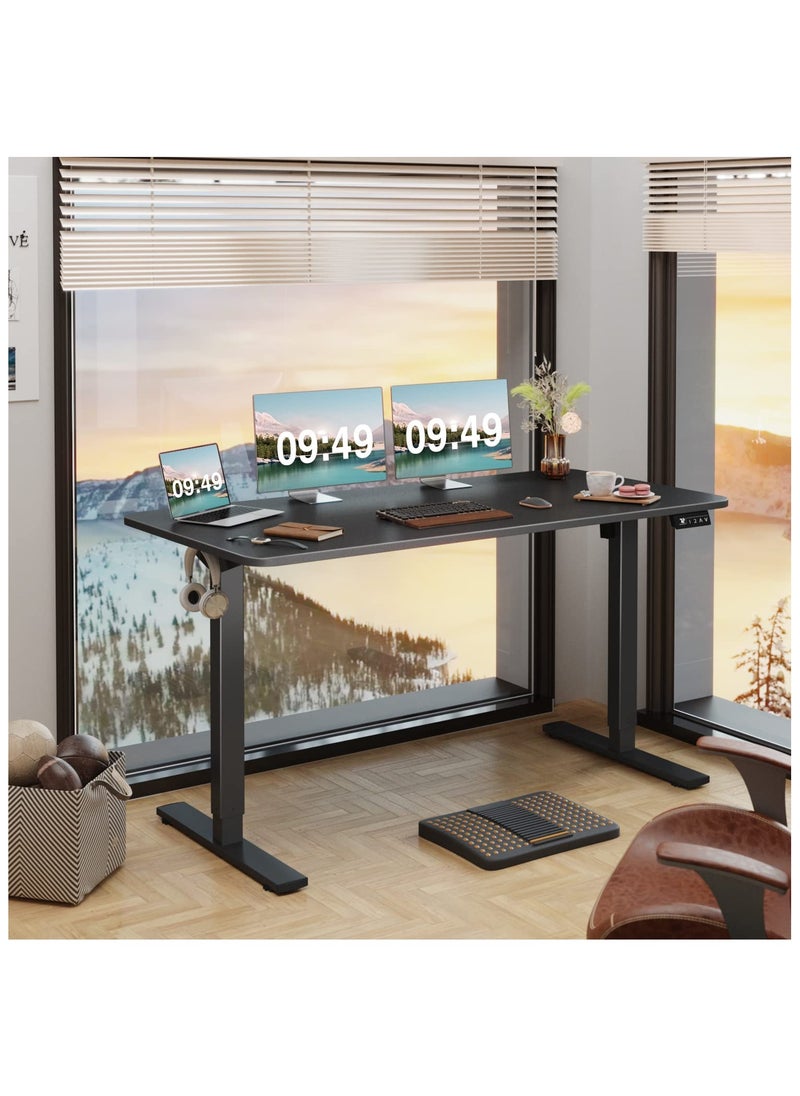 OASIS DESERT - Electric Height Adjustable Standing Desk Large 48 x 24 Inches Sit Stand up Desk Home Office Computer Desk Memory Preset with T-Shaped Metal Bracke,Black - Image 1