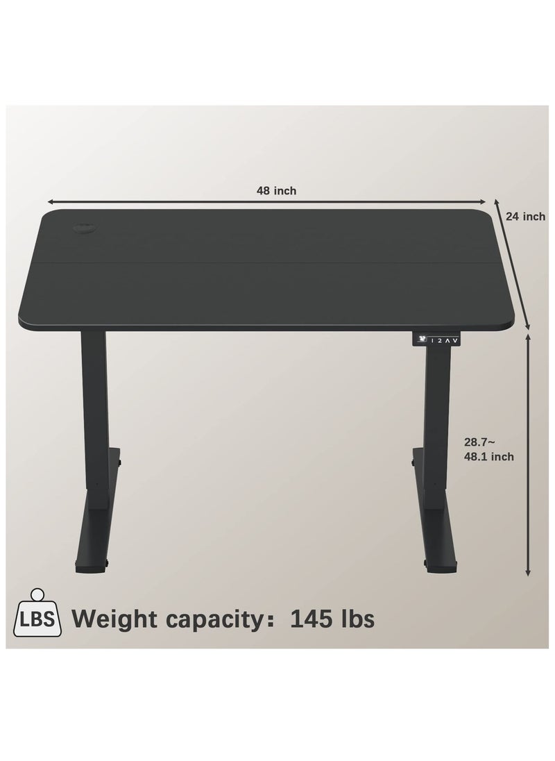 OASIS DESERT - Electric Height Adjustable Standing Desk Large 48 x 24 Inches Sit Stand up Desk Home Office Computer Desk Memory Preset with T-Shaped Metal Bracke,Black - Image 1