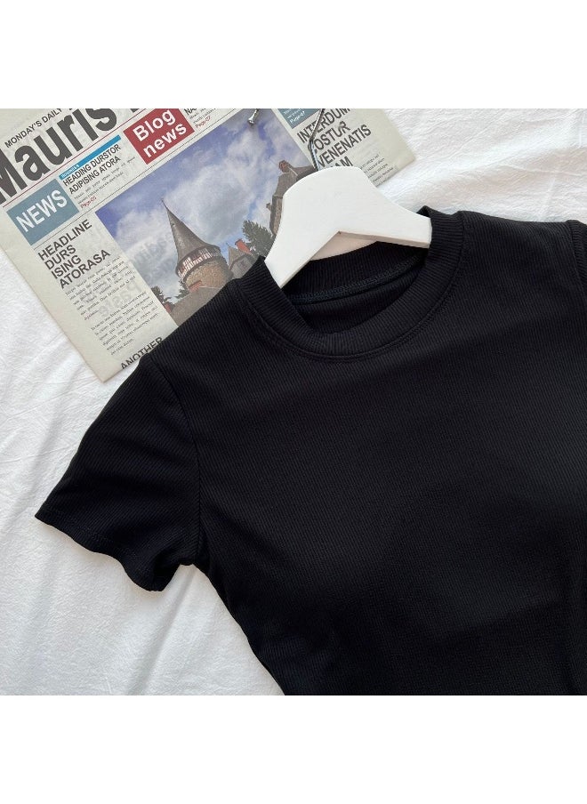 alo - ALO Twist Strap Crop Top with Built-in Bra - Slim Fit Round Neck Breathable Yoga T-Shirt for Summer Workout - Image 1