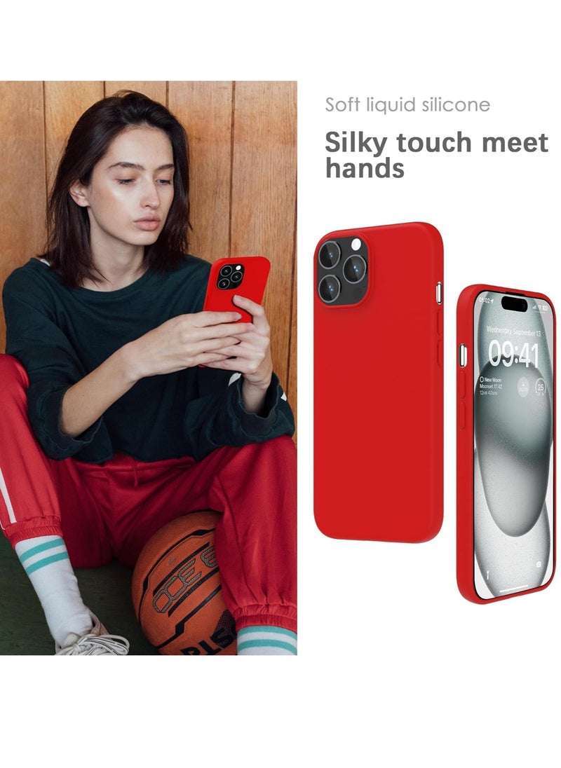 Raxoom ELTRAZONE  Silicone Case for iPhone 15 Pro Max, Soft-Touch, Shockproof, DustProof, Antiskid Full Body Armour Phone Cover for Apple iPhone 15 Pro Max - Red - Image 4