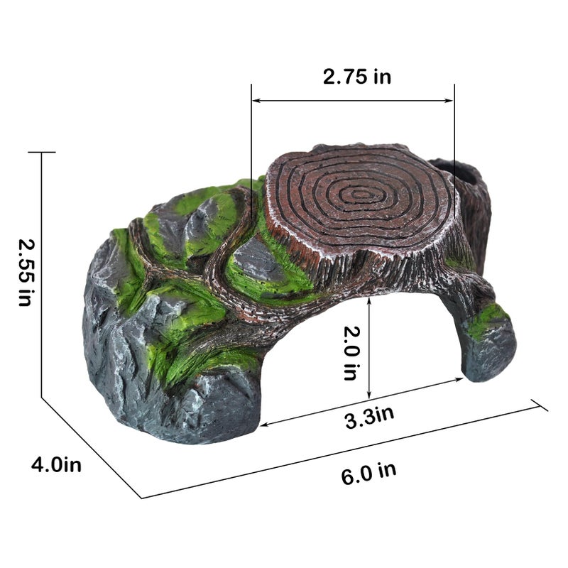 MUYG Resin Reptile Hide Cave,Leopard Gecko Cave Hideout Reptiles Habitat Tree Stump Decor Lizard Tank Climbing Ramp Basking Platform Accessories for Gecko Hermit Crab Small Turtle Frog Spider Scorpion - Image 3
