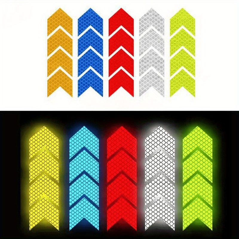 White Reflective Car Sticker Set 12pcs Trunk Decals Helmet Strips - Image 2