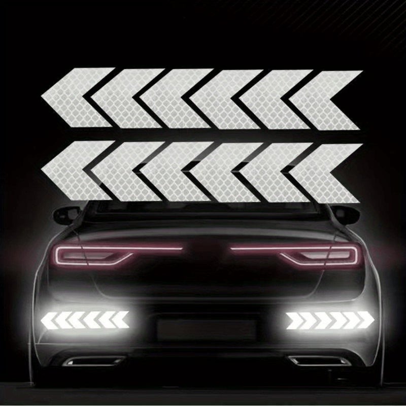 White Reflective Car Sticker Set 12pcs Trunk Decals Helmet Strips - Image 4