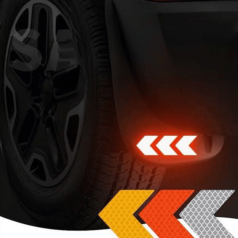 White Reflective Car Sticker Set 12pcs Trunk Decals Helmet Strips - Image 3