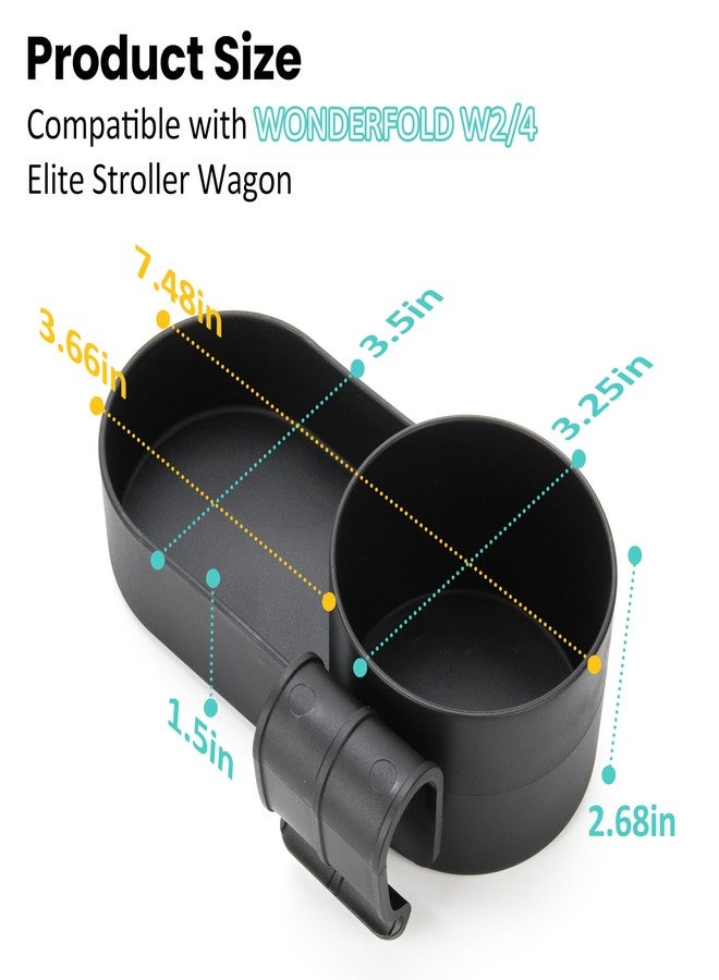Viotiin Forward-Facing Support Bar + 4-Pack Stroller Wagon Snack Tray with Spill-Proof Cup Holders - Wonderfold Accessories Compatible with WONDERFOLD W4 Elite/Luxe 4-Seater Wagons, Detachable & Easy Install - Image 2