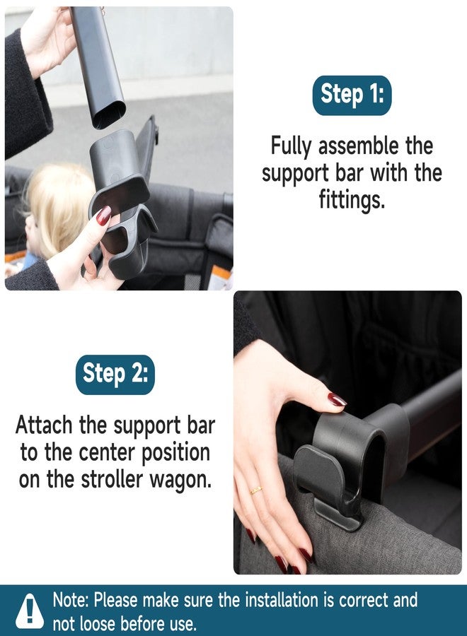 Viotiin Forward-Facing Support Bar + 4-Pack Stroller Wagon Snack Tray with Spill-Proof Cup Holders - Wonderfold Accessories Compatible with WONDERFOLD W4 Elite/Luxe 4-Seater Wagons, Detachable & Easy Install - Image 5
