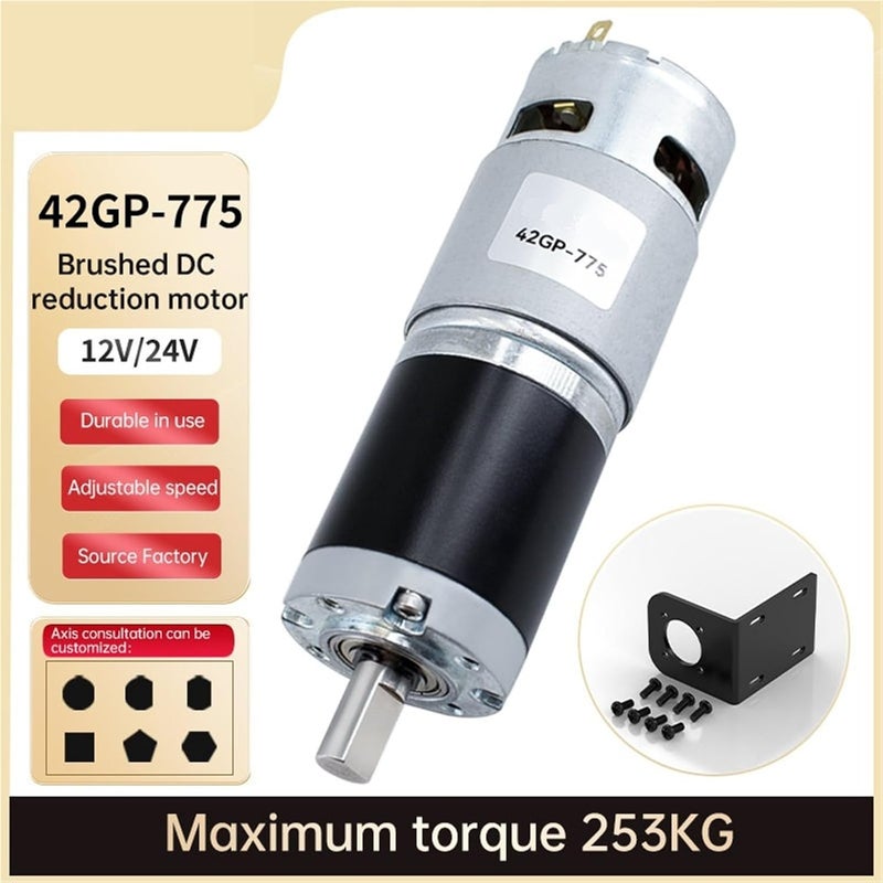 Planetary Reduction DC Motor 12V 24V All Metal Gear 310RPM High Torque Forward Reverse - Image 3
