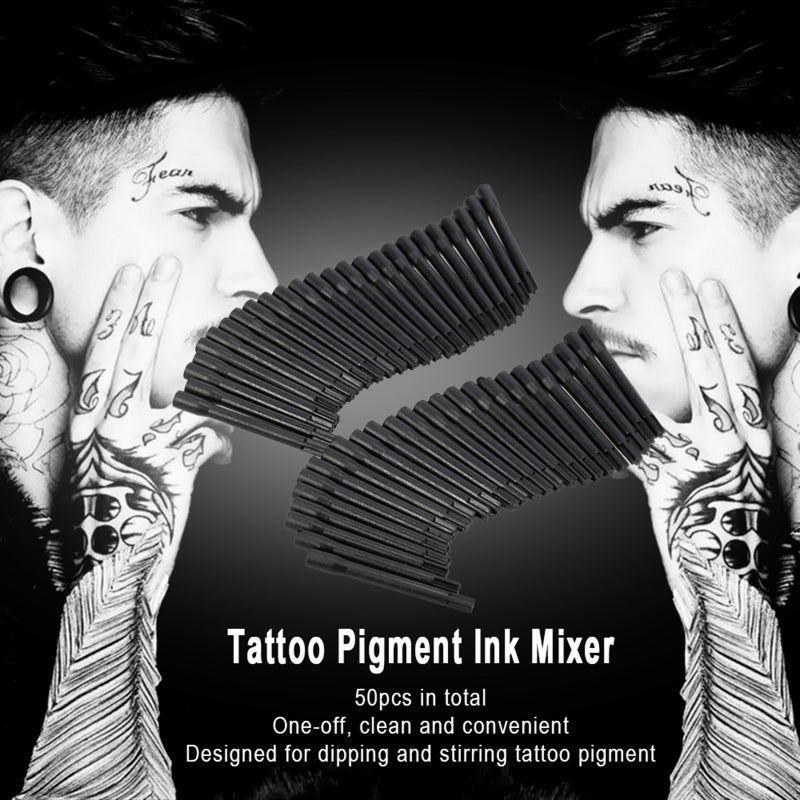 50pcs Tattoo Pigment Ink Mixer Stirring Rods for Microblading Tattoo Coloring Machine Black - Image 3