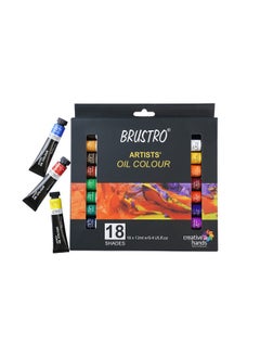 BRUSTRO BRUSTRO Artists ’ Oil Colour Paint Set of 18 Colours X 12ML Tubes  - Image 1