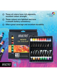BRUSTRO BRUSTRO Artists ’ Oil Colour Paint Set of 18 Colours X 12ML Tubes  - Image 4
