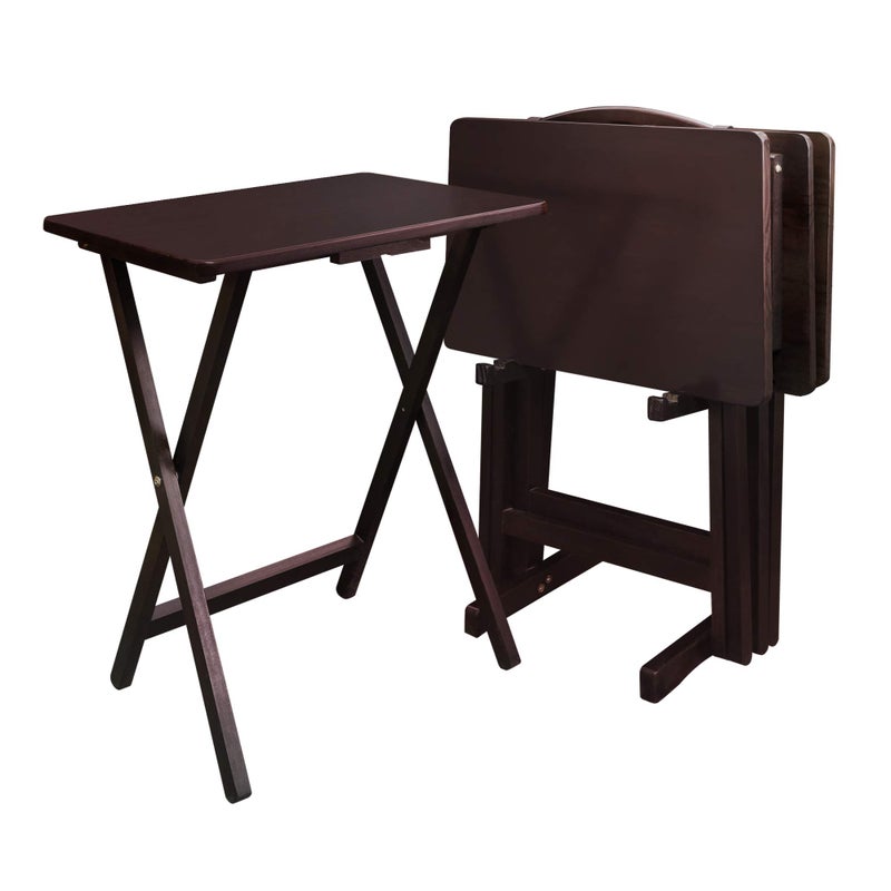 Casual Home Casual Home 5pcs Tray Table Set Espresso New 