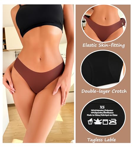 Sth Big Seamless Underwear for Women Soft No Show Panties Sexy High Cut Invisible Hipster Silky Cheeky Ladies Bikini 6 Pack - Image 3