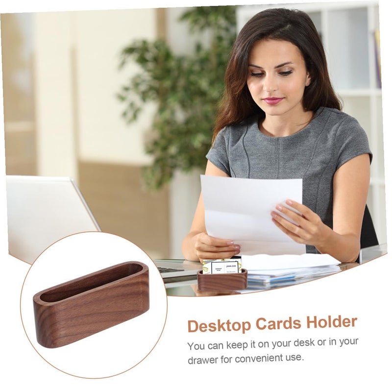 Solid Wood Business Card Case Box Holder Office Supplies Storage Organizer - Image 4