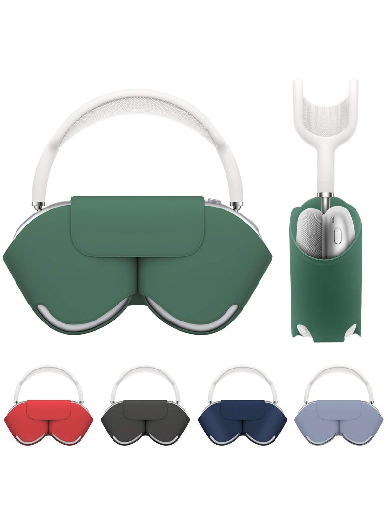 For Apple AirPods Max Case, Smart Automatic Sleep Headphones Silicone Storage Bag, Portable Travel Anti-Scratch Carrying Case Compatible with AirPods Max Anti-Dust Protective Cover (Dark Night Green) - Image 1