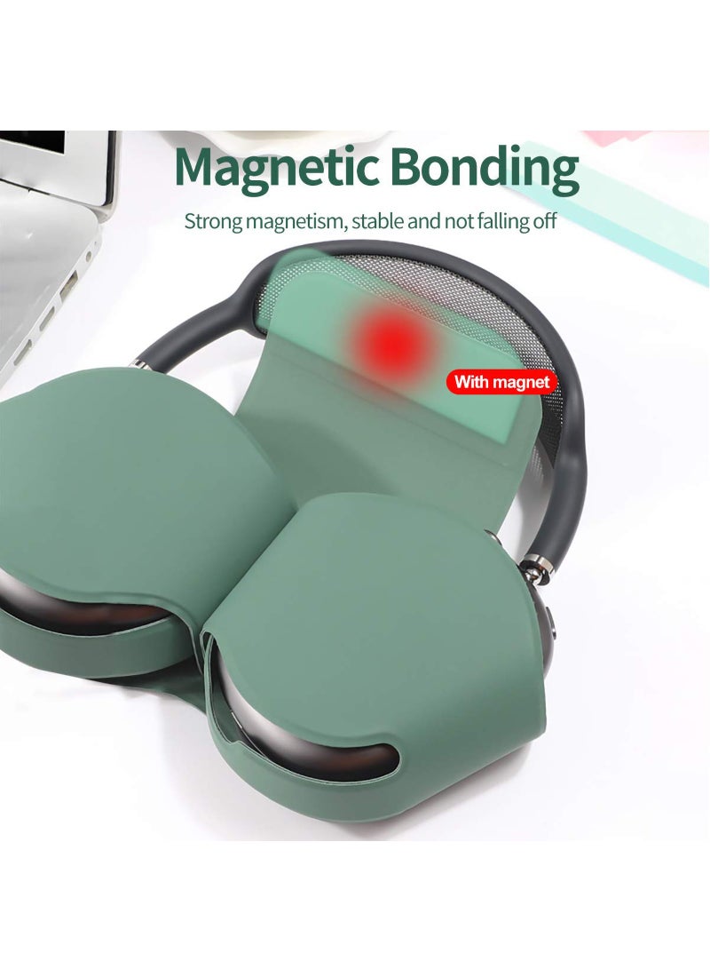 For Apple AirPods Max Case, Smart Automatic Sleep Headphones Silicone Storage Bag, Portable Travel Anti-Scratch Carrying Case Compatible with AirPods Max Anti-Dust Protective Cover (Dark Night Green) - Image 4
