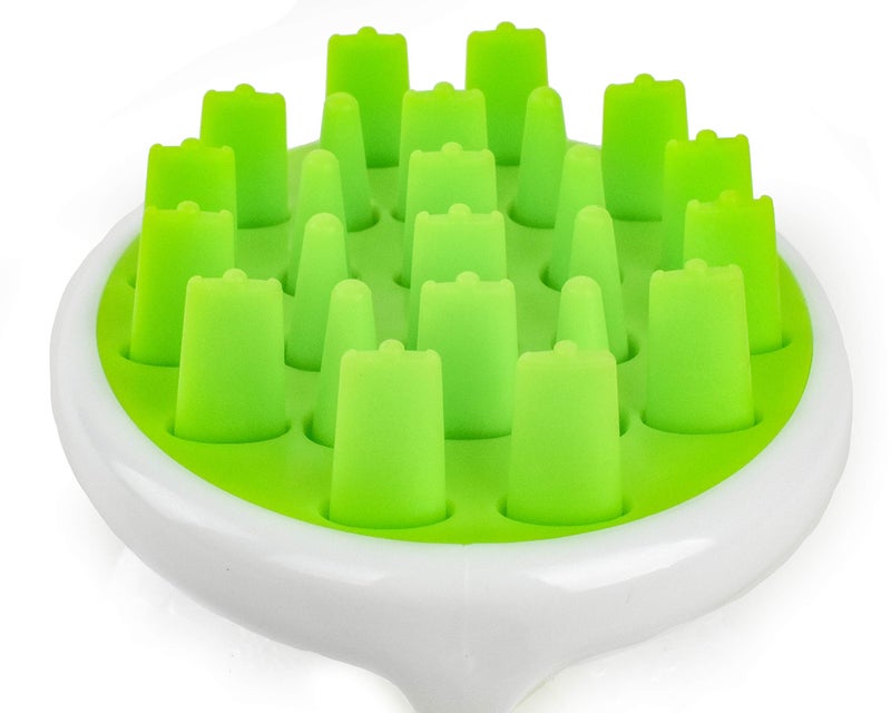Zyllion Hair Shampoo Brush and Scalp Massager Care for Dandruff Removal, Scrubber, Hair Growth and Exfoliator with Flat and Pointed Soft Silicone Bristles for Women and Men - Green (ZMA-12-GR) - Image 3