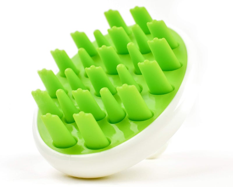Zyllion Hair Shampoo Brush and Scalp Massager Care for Dandruff Removal, Scrubber, Hair Growth and Exfoliator with Flat and Pointed Soft Silicone Bristles for Women and Men - Green (ZMA-12-GR) - Image 1