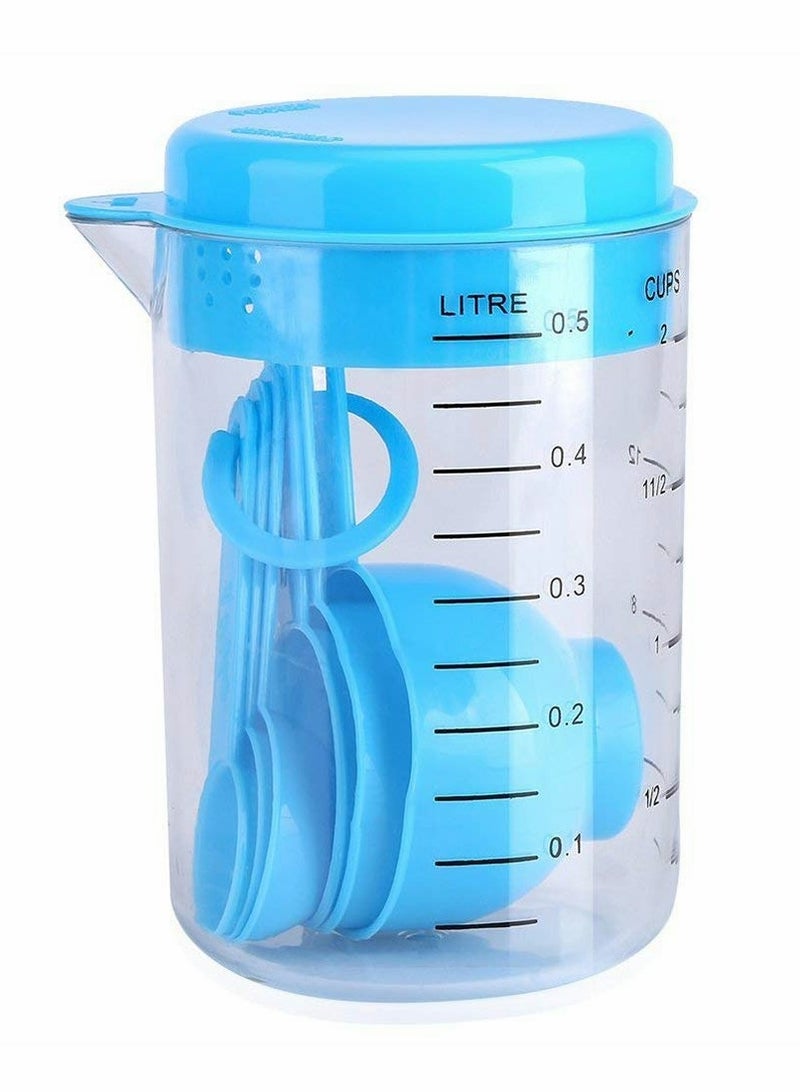 KASTWAVE Stackable Spoons Set, 7 Pcs Stackable Spoons with 500ml Measuring Cups - Image 1