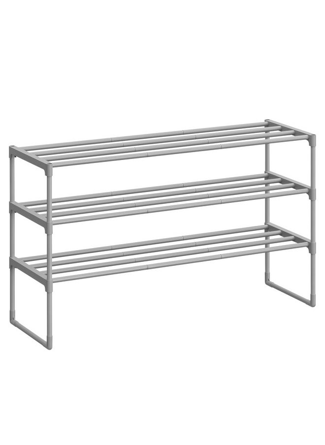 SONGMICS SONGMICS Shoe Rack, 3-Tier Shoe Organizer, Metal Storage Shelf, Upright or Upside Down, for 16-20 Pairs, Stackable, for Entryway, 11.8 x 36.2 x 21.7 Inches, Gray ULSA303G01  - Image 1