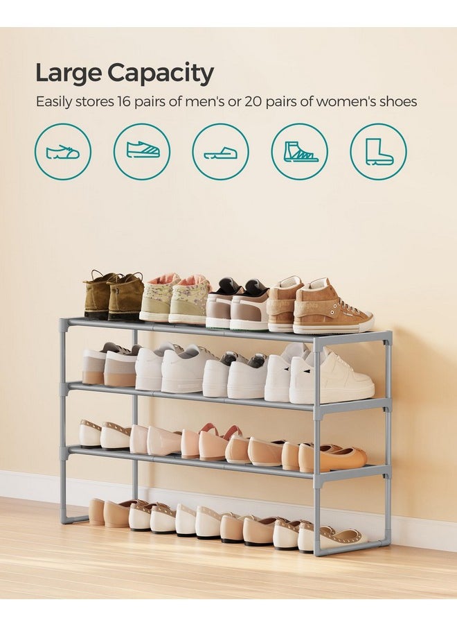 SONGMICS SONGMICS Shoe Rack, 3-Tier Shoe Organizer, Metal Storage Shelf, Upright or Upside Down, for 16-20 Pairs, Stackable, for Entryway, 11.8 x 36.2 x 21.7 Inches, Gray ULSA303G01  - Image 4