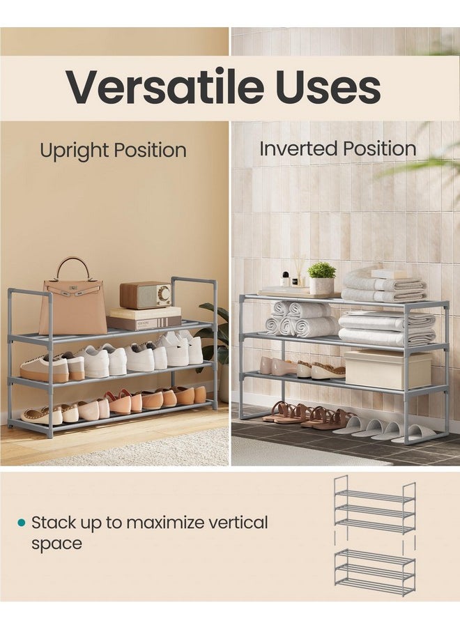 SONGMICS SONGMICS Shoe Rack, 3-Tier Shoe Organizer, Metal Storage Shelf, Upright or Upside Down, for 16-20 Pairs, Stackable, for Entryway, 11.8 x 36.2 x 21.7 Inches, Gray ULSA303G01  - Image 3