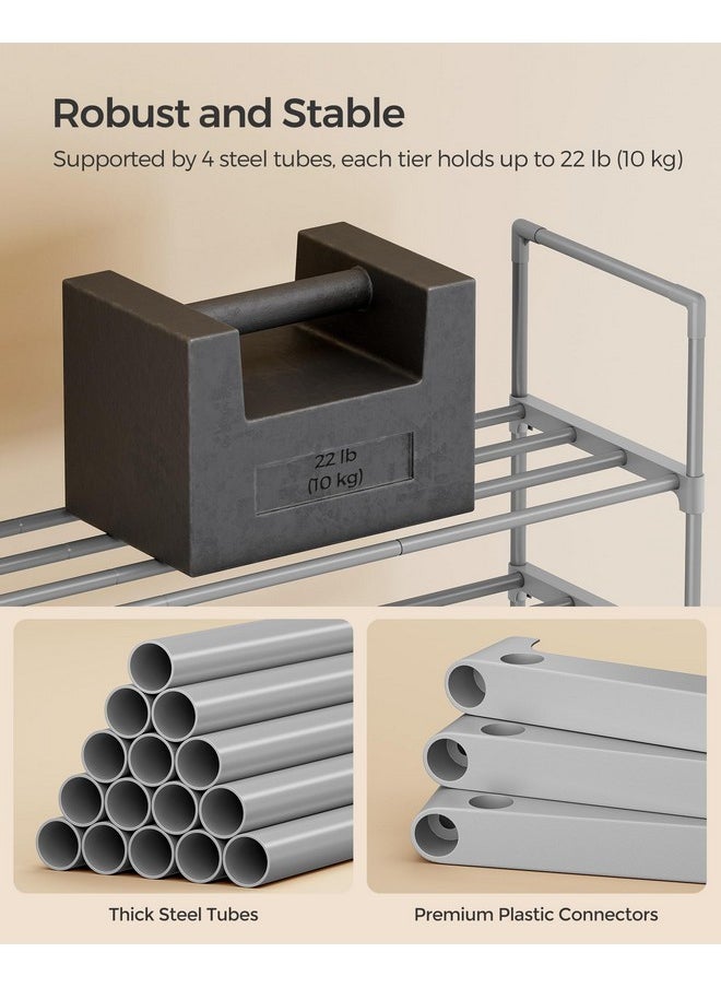 SONGMICS SONGMICS Shoe Rack, 3-Tier Shoe Organizer, Metal Storage Shelf, Upright or Upside Down, for 16-20 Pairs, Stackable, for Entryway, 11.8 x 36.2 x 21.7 Inches, Gray ULSA303G01  - Image 5