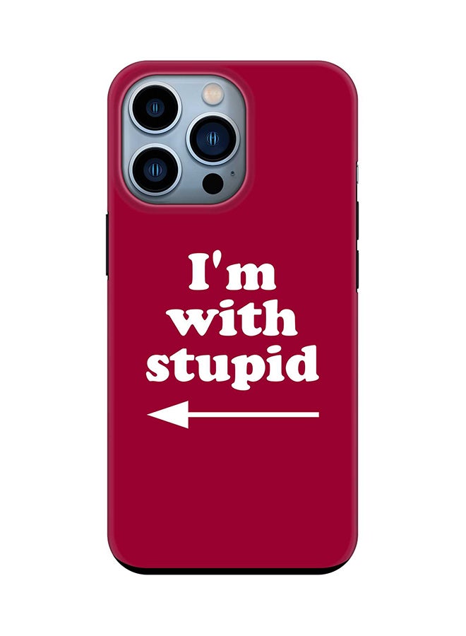 Stylizedd Tough Pro Case for iPhone 15 Pro Dual Layer Hybrid PC TPU Customized Mobile Cover Matte Finish Phone Case - I'm with stupid - Image 1