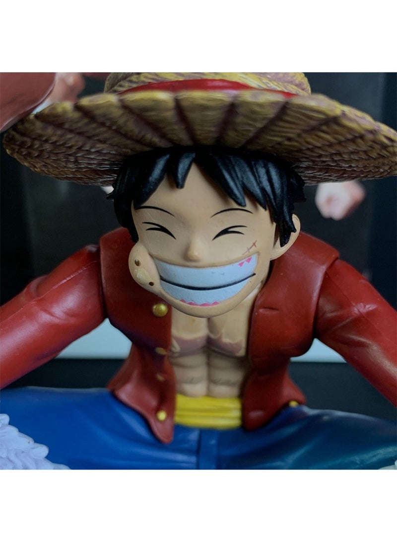 Sailing Anime Pirate Straw Hat Boy Eating Meat Luffy Hand Model Squatting Eating Meat Luffy Character Model Ornaments 15Cm  - Image 3