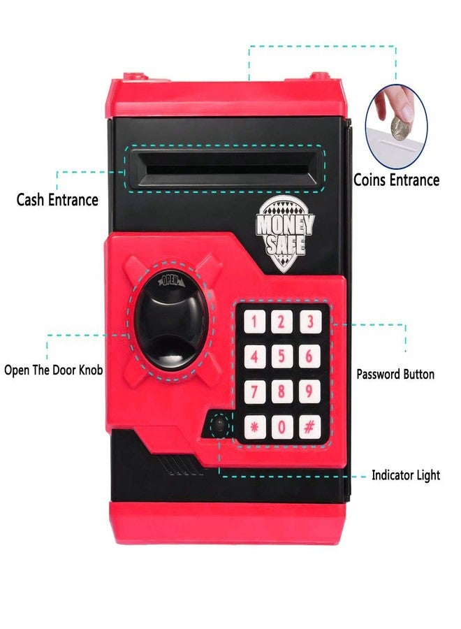 Magicwand® ABS Plastic Money Safe Kids Piggy Savings Bank with Electronic Lock (Red & Black) - Image 5