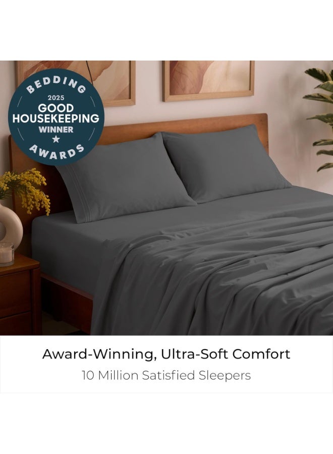 Mellanni Queen Sheets Set - 4 PC Iconic Collection Bedding - Hotel Luxury, Extra Soft, Cooling Bed Sheets - Wrinkle, Fade, Stain Resistant (Queen, Gray) - Image 3