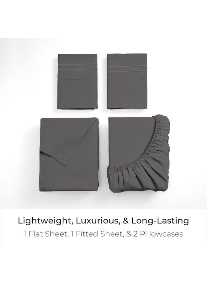 Mellanni Queen Sheets Set - 4 PC Iconic Collection Bedding - Hotel Luxury, Extra Soft, Cooling Bed Sheets - Wrinkle, Fade, Stain Resistant (Queen, Gray) - Image 2