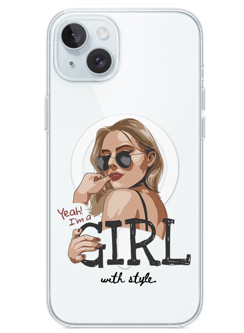 Theodor Magnetic Case for iPhone 15 Plus 6.7-inch Compatible with MagSafe Wireless Charging, Shockproof Phone Bumper Cover Girl with Style - Image 1