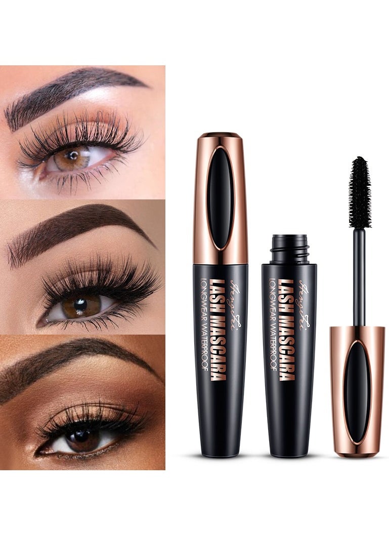 SKY-TOUCH 4D Silk Fiber Lash Mascara Voluminous Fiber Mascara, Black Silk Fiber Lash Mascara Waterproof & Smudge-Proof, Natural Extension Mascara,Long-Lasting No Flaking  - Image 2